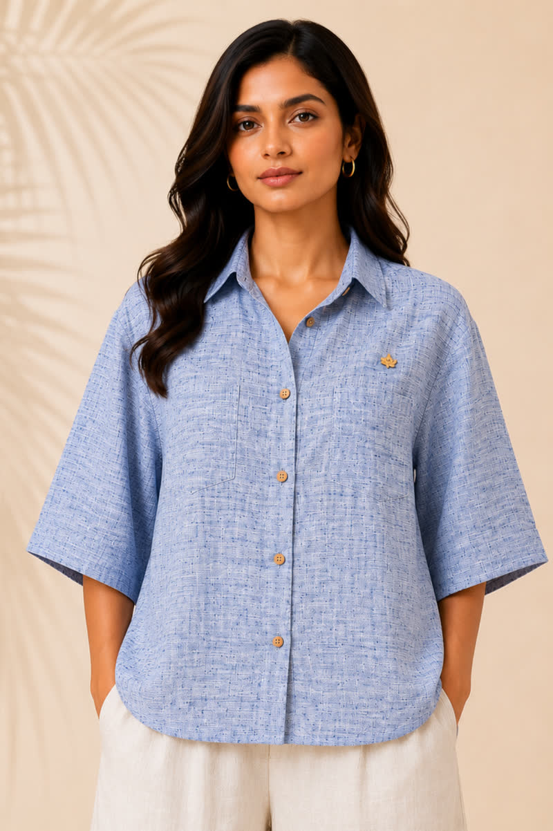 Azure Breeze Oversized Linen Shirt