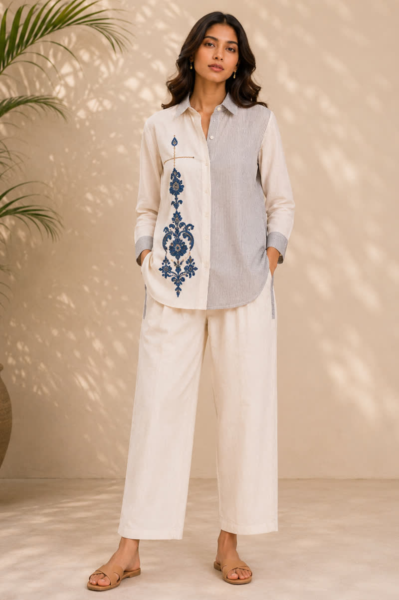 Azure Heritage Linen Co-Ord Set