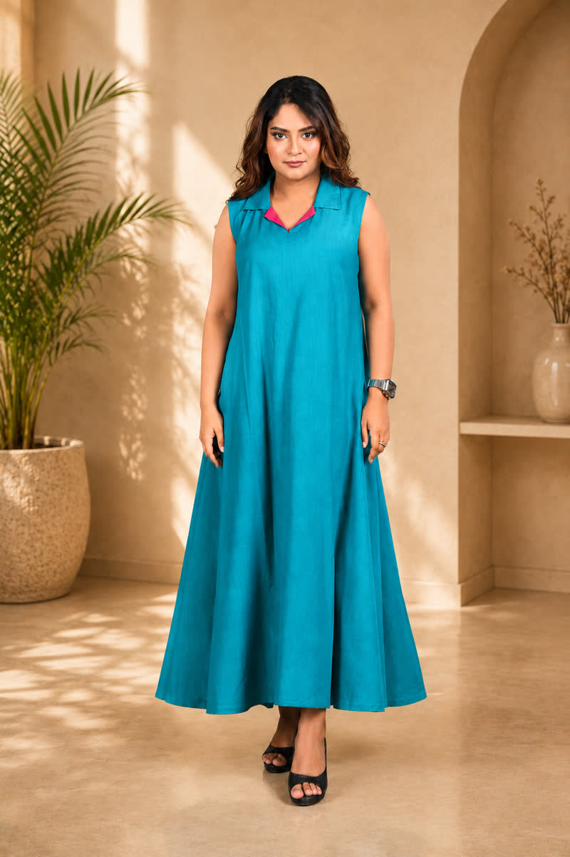Sleeveless Collared Maxi Dress